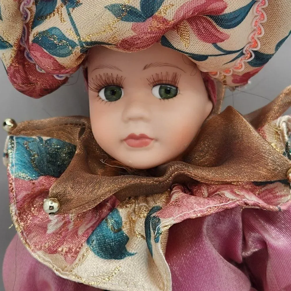 Italian Venetian Porcelain Carnival Harlequin Doll 11 inches